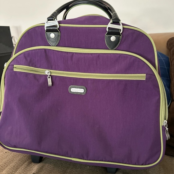 Baggallini Handbags - Baggallini Purple and Green Rolling Travel Bag
